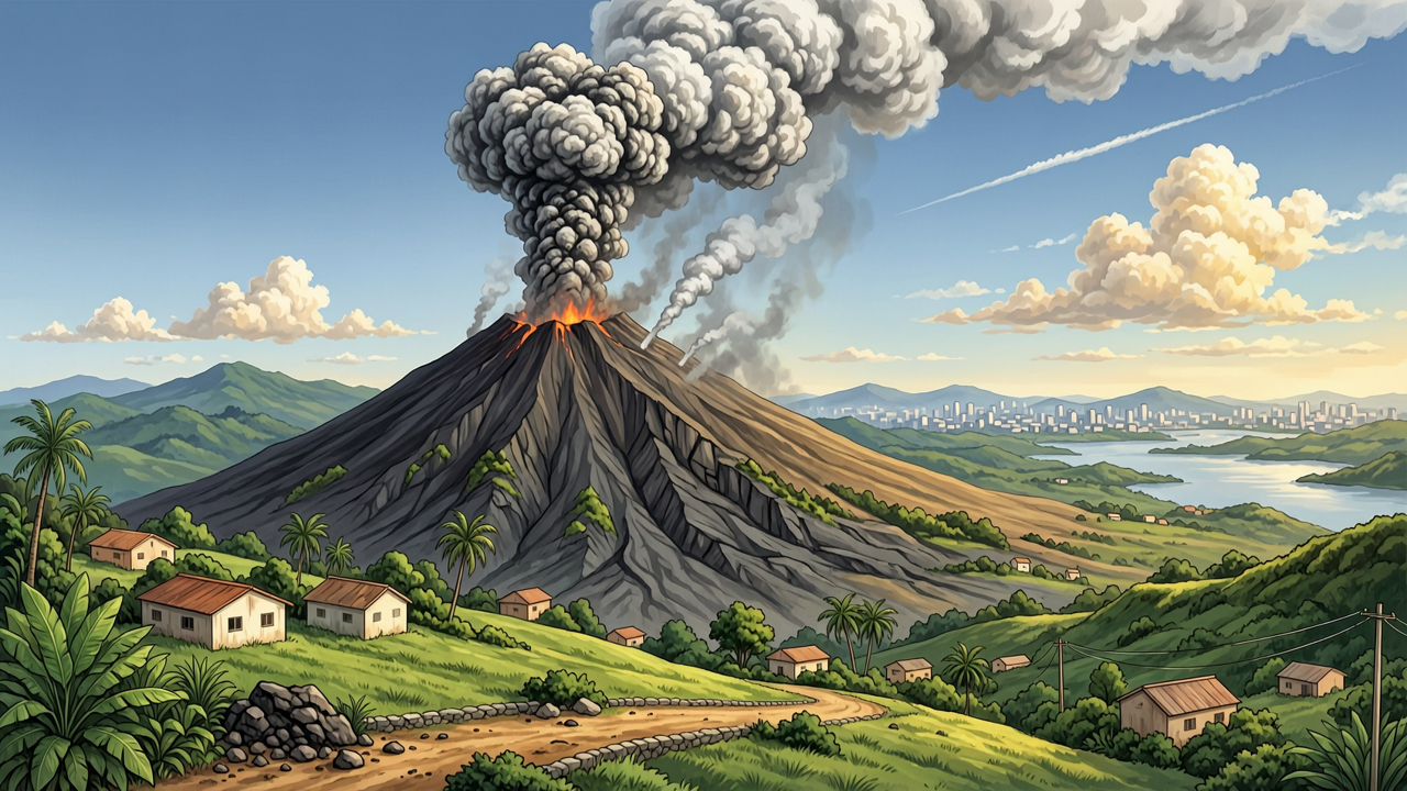 马荣火山中等强度喷发 火山灰柱升至3000米