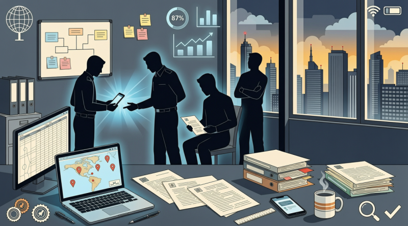菲律宾三宝颜POGO突击行动示意图，执法人员检查办公场所电脑设备