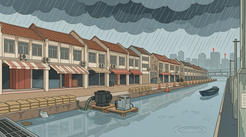 泰国洪灾与降雨预警编辑插画